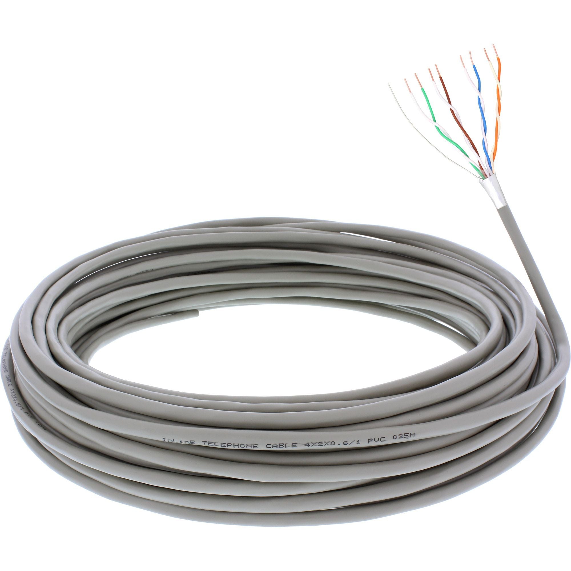 25m Telefon-Kabel 8-adrig 4x2x0,6mm zum Verlegen
