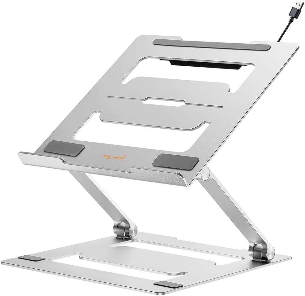 Laptop Ständer HT17L, Ergonomische Laptop-Halterung für den Schreibtisch, Notebook und MacBook Ständer kompatibel für 11-17 Zoll, Belüftet und Zusammenklappbar, Ständer-Halter für Laptop