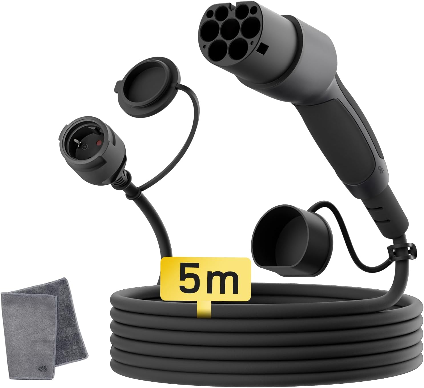 Adapter Typ 2 auf Schuko - Elektroauto Ladestecker, 16A 5m Einfaches Laden an Ladestationen/Wallboxen trotz Verwendung von 230V Ladegeräten für E-Bike, E-Scooter, Motorrad. IP55 Nicht für V2L