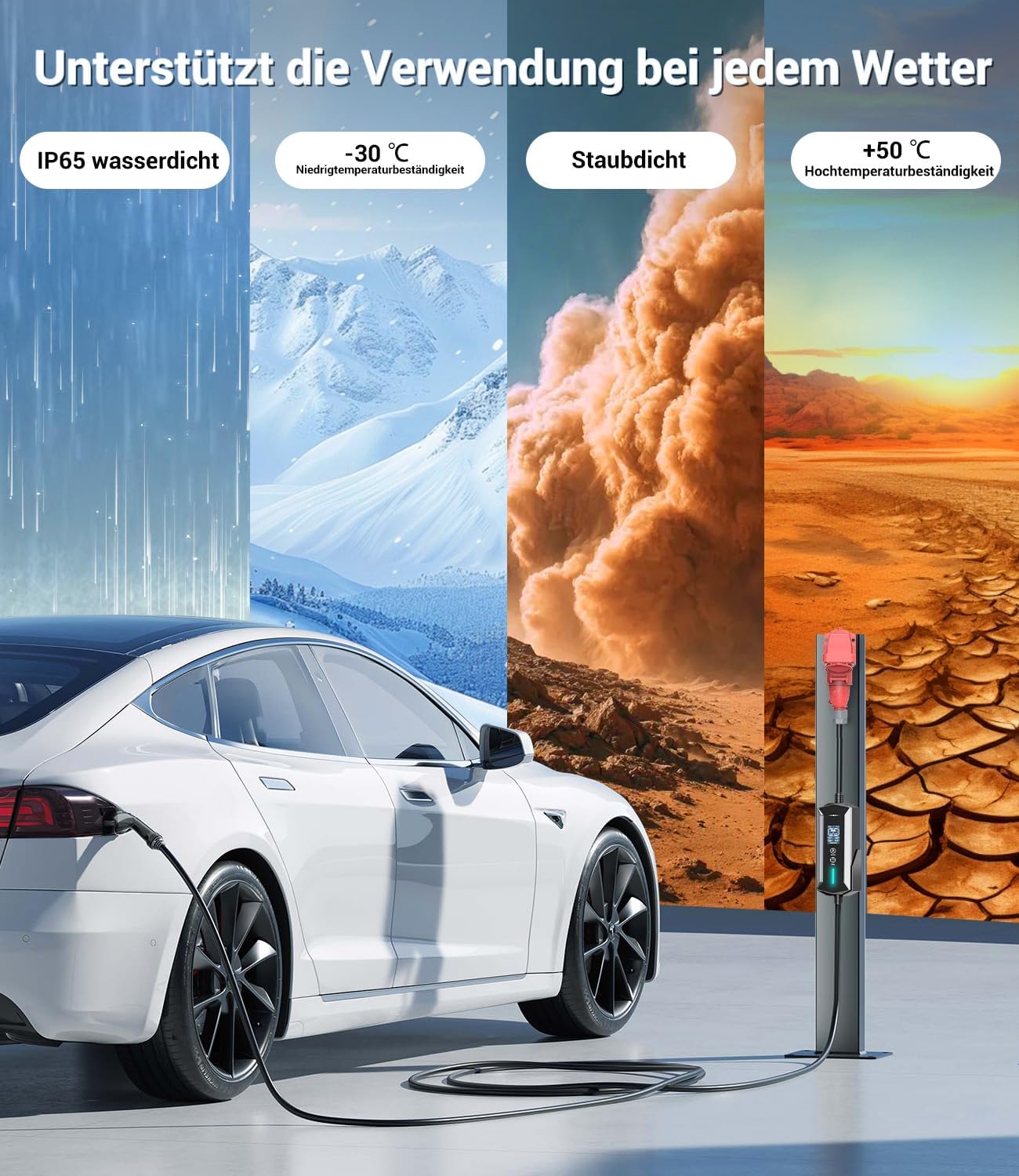 Mobile Wallbox 11kW 7M 6-16A, EV Charger mit CEE Adapter Typ 2 Ladekabel