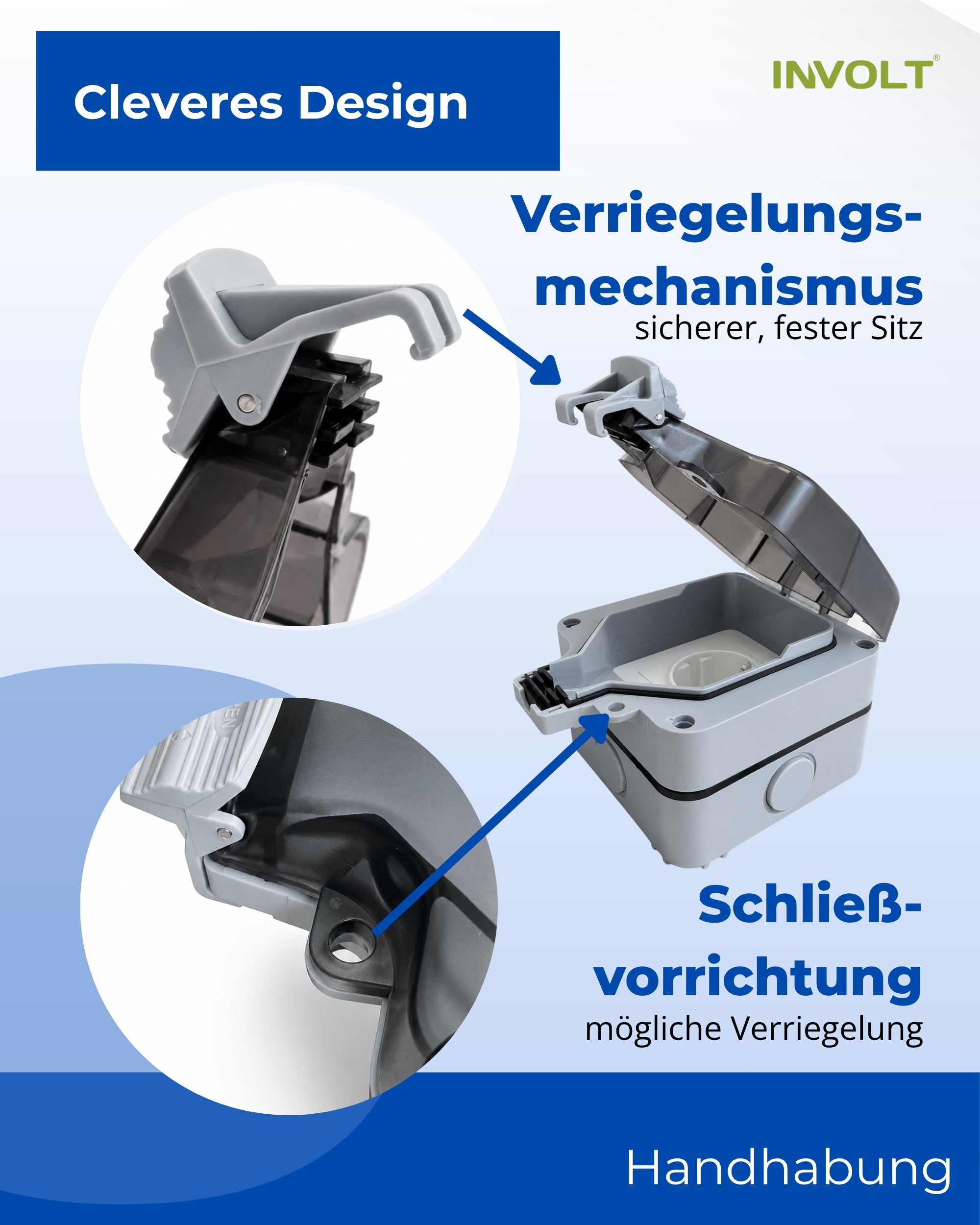 Außensteckdose-Set IP66 Grau IP66 Wetterfest Schutzkontakt mit Klappdeckel