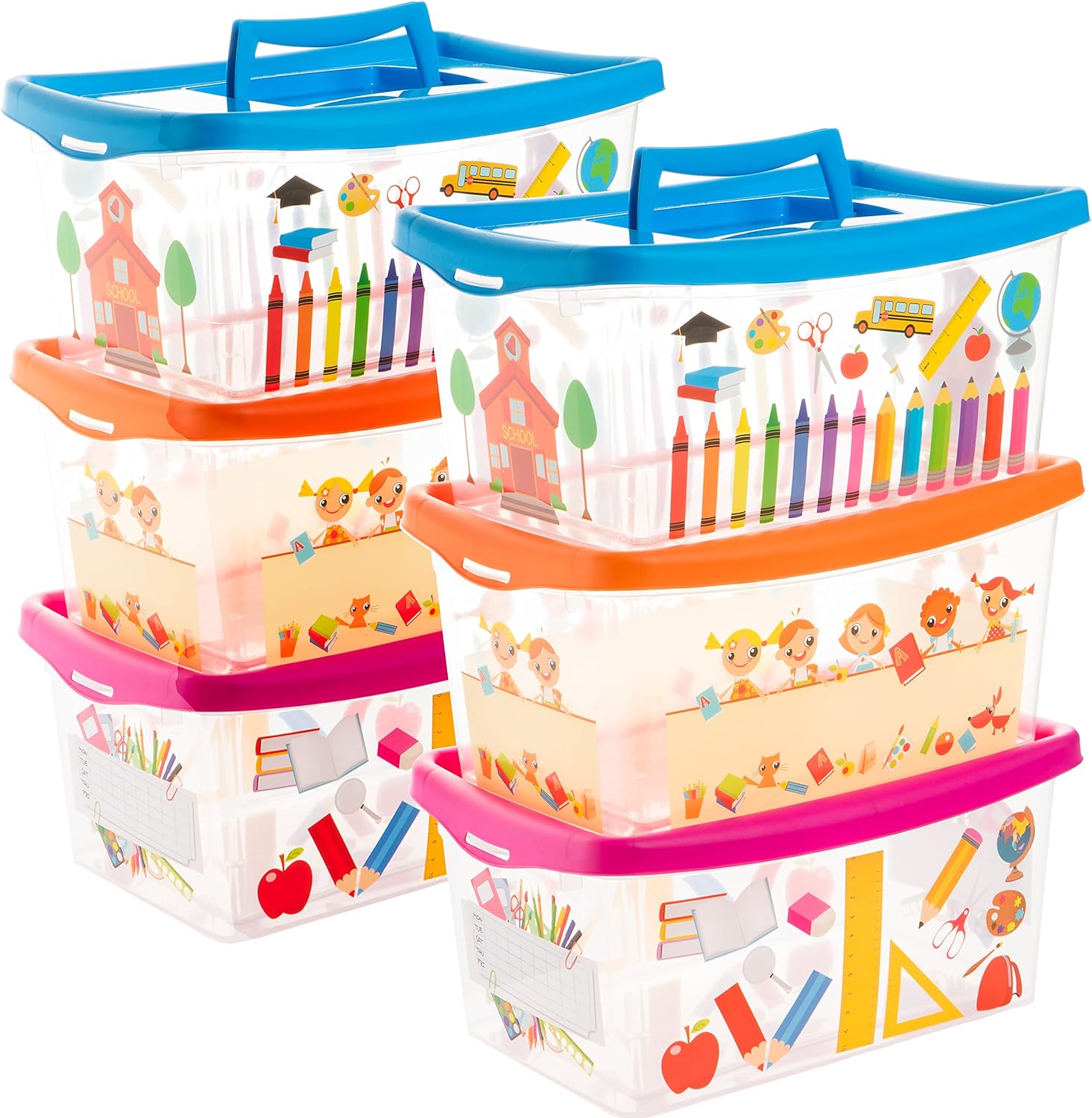 Aufbewahrungsbox Kinder, 6 Stück Aufbewahrungsboxen, 4 l Kisten Aufbewahrung mit Deckel, Aufbewahrungsbox mit Deckel Kinder, Plastikbox mit Deckel, Kinderzimmer Ordnung Boxen Aufbewahrung