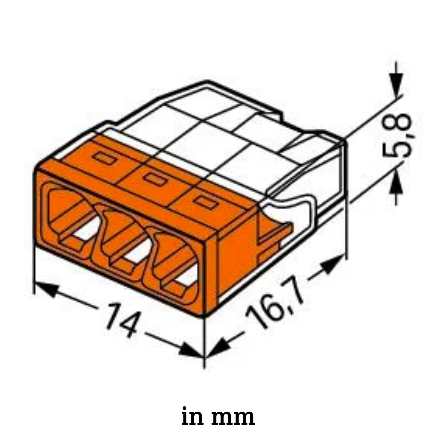 WAGO Verbindungsklemmen 2273-203 | 3 Leiter, bis 2,5 mm², 100 Stück, COMPACT Verbindungsklemme für eindrähtige Leiter, bestätigte Anwendungssicherheit, kleinstmögliche Bauform