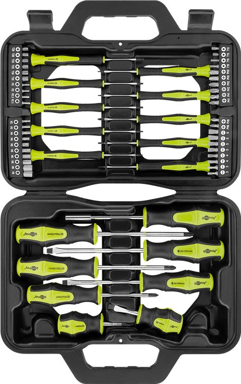 Schraubendreher Set 58-teilig, Werkzeugkoffer mit magnetischen Spitzen, inkl. Bit-Set & Präzisionsschraubendreher aus Chrom-Vanadium