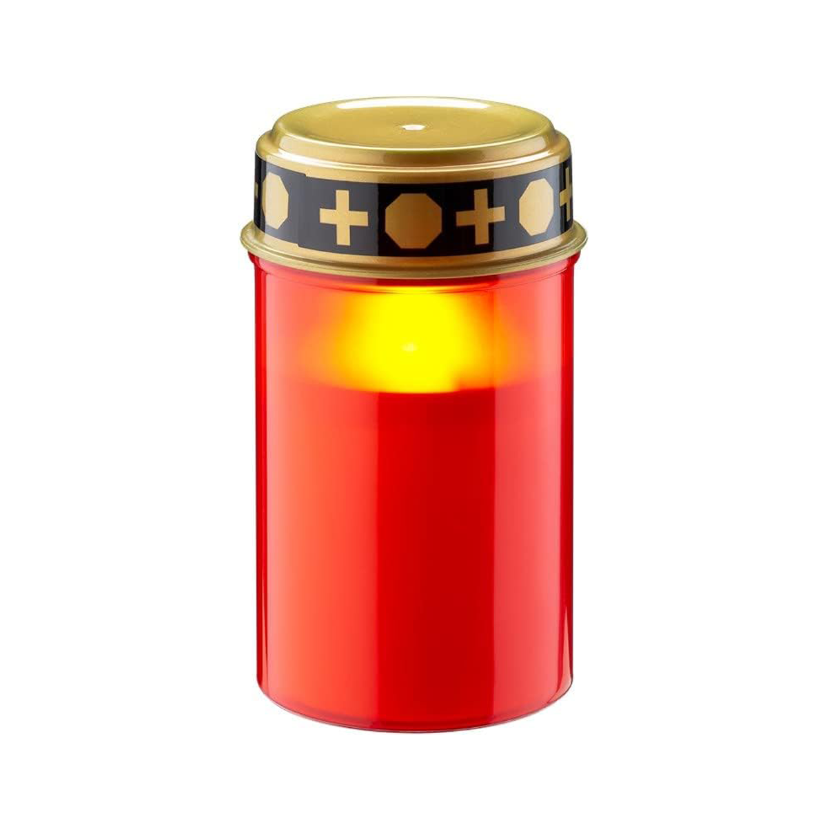 LED Grablicht mit Timer/Batteriebetrieben / LED Grabkerzen Outdoor / Friedhof Kerzen / Grablichter / Ewiges Licht / Grablampe / Rot / Batterie 2x C/LR14