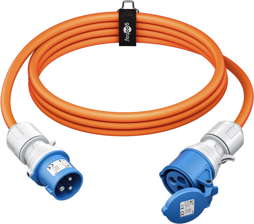 goobay CEE-Verlängerungskabel für Wohnwagen 10 m CEE-Stecker auf CEE-Buchse mit Verschlusskappe, IP44, Kabel für Camping, Wohnmobil und Wohnwagen