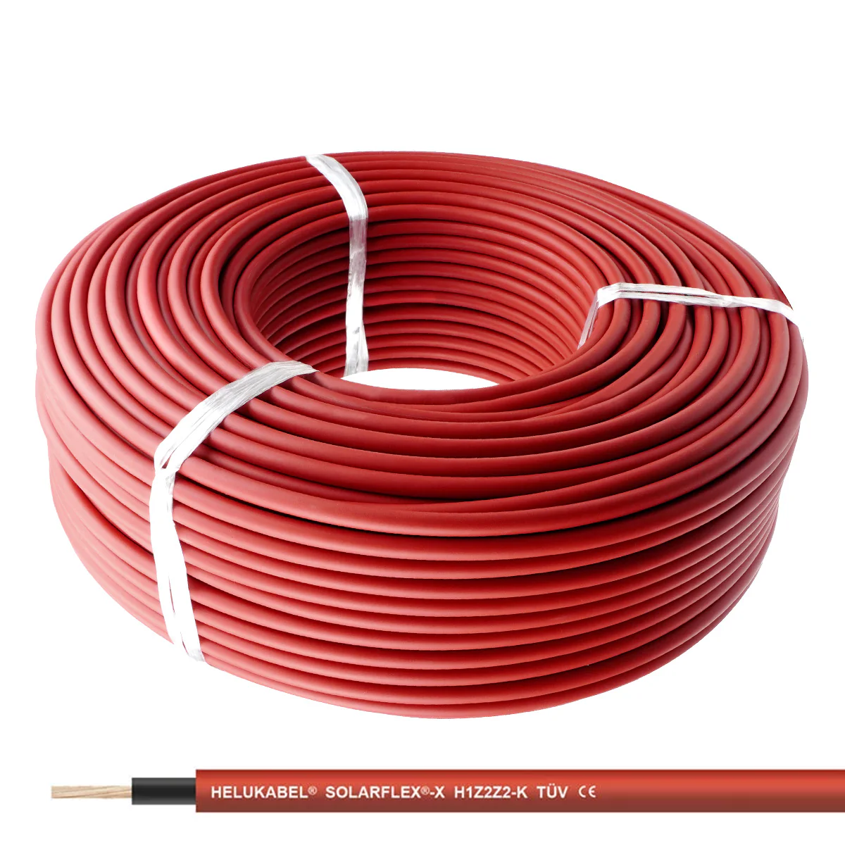 Solarkabel HELUKABEL SOLARFLEX®-X H1Z2Z2-K 6 mm² rot 50m halogenfrei