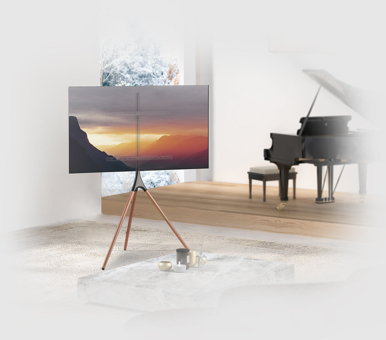 My Wall HT 22L TV-Standfuß 81,3cm (32) - 190,5cm (75) Bodenständer, Drehbar, Höhenverstellbar / Nussbaum dunkel