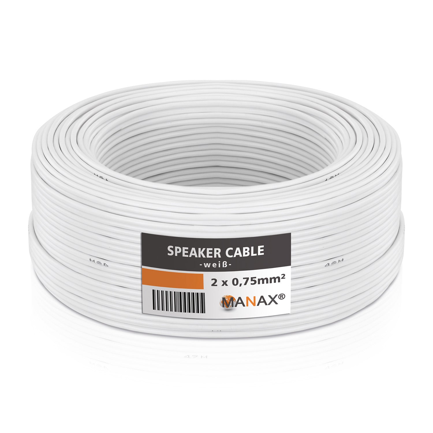 10m 2x0,75mm² Lautsprecherkabel CCA I Boxenkabel isoliert weiß mit Polaritätskennzeichnung I LS-Kabel als Meterware für Stereoanlage etc.