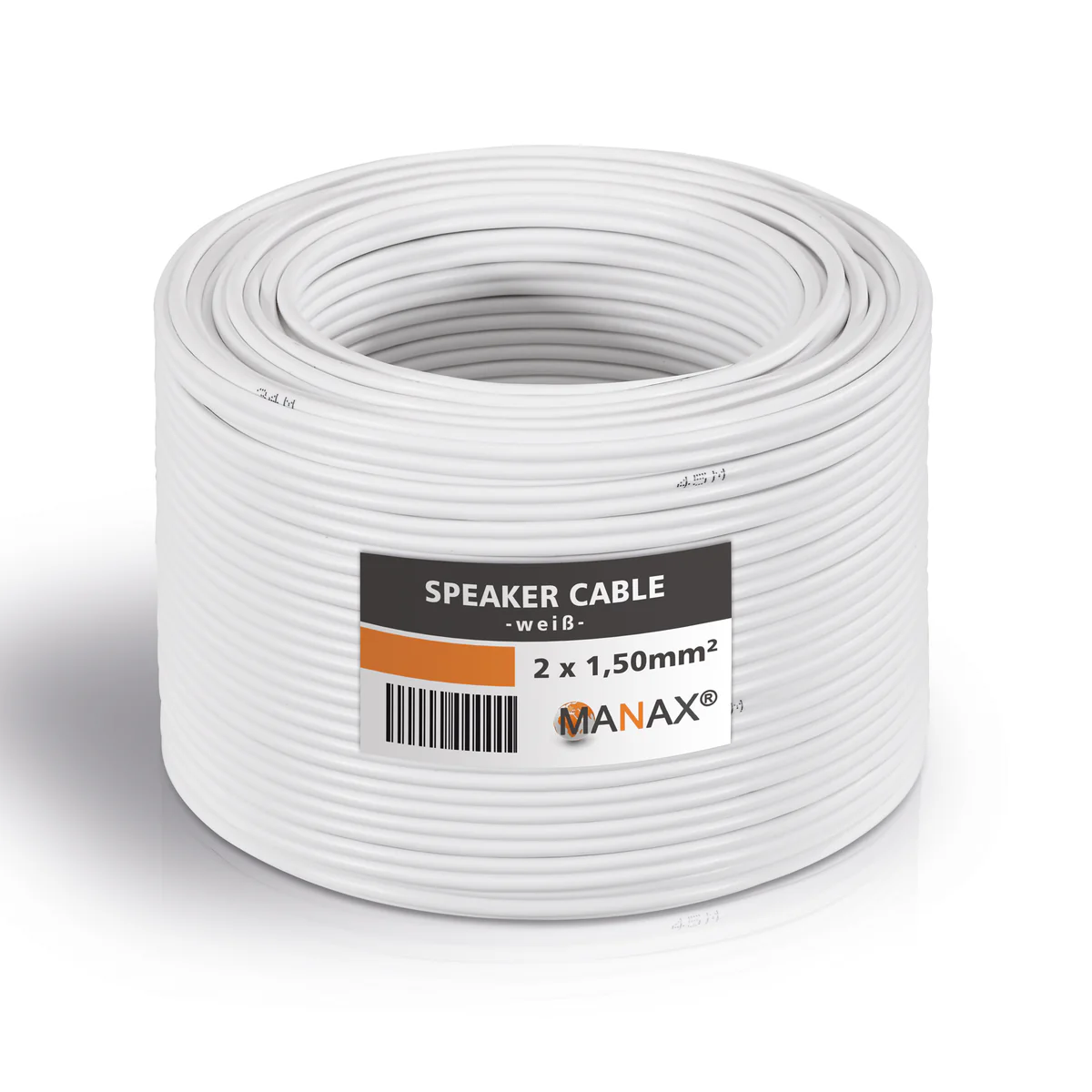 25m 2x1,5mm² Lautsprecherkabel CCA I Boxenkabel isoliert weiß mit Polaritätskennzeichnung I LS-Kabel als Meterware für Stereoanlage etc.