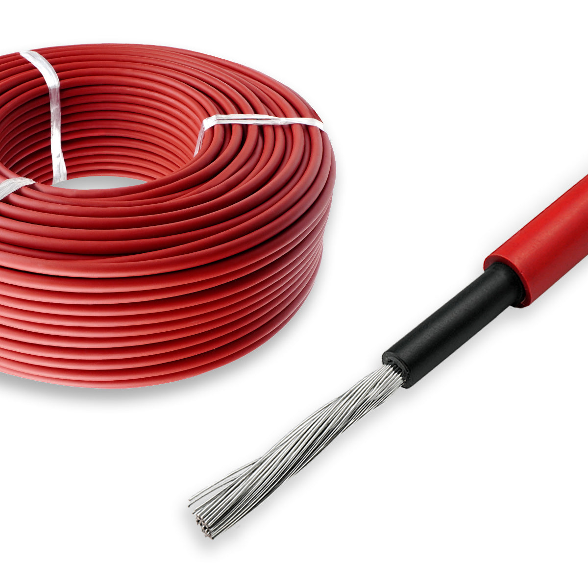 Solarkabel 6mm² H1Z2Z2-K Rot - 50m - UV-beständig, flexibel, Photovoltaik Kabel, PV Kabel, Solar Anschlusskabel für Solarpanel, Wechselrichter & Laderegler - langlebig