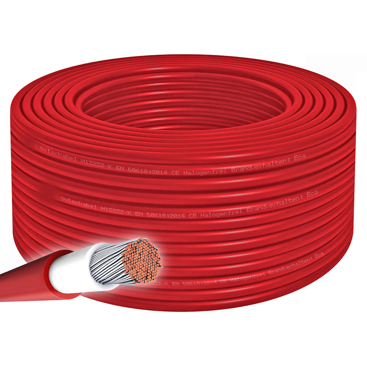 100m Solarkabel H1Z2Z2-K 4mm² Photovoltaik Kabel für PV Anlagen rot