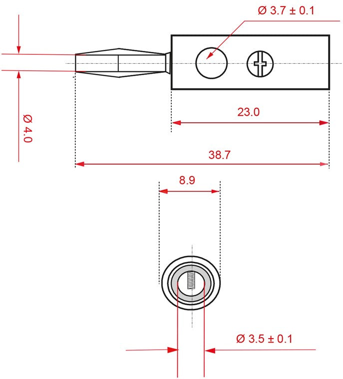 10 Stück 4mm Bananenstecker Bananenschraubkopf schwarz + rot vernickelt Kunststoff Laternenstecker