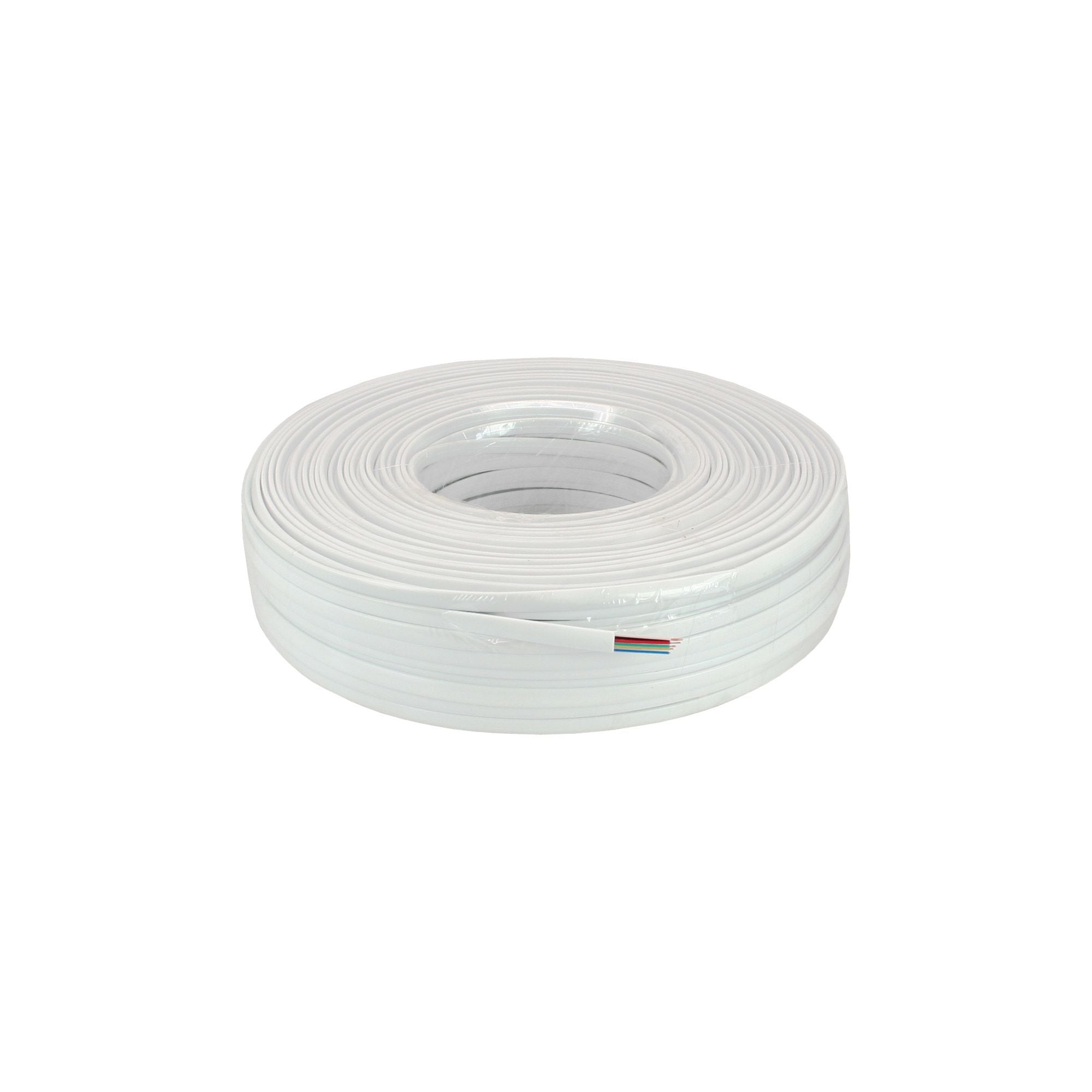 100m Ring Modularkabel 6adrig Flachband weiß