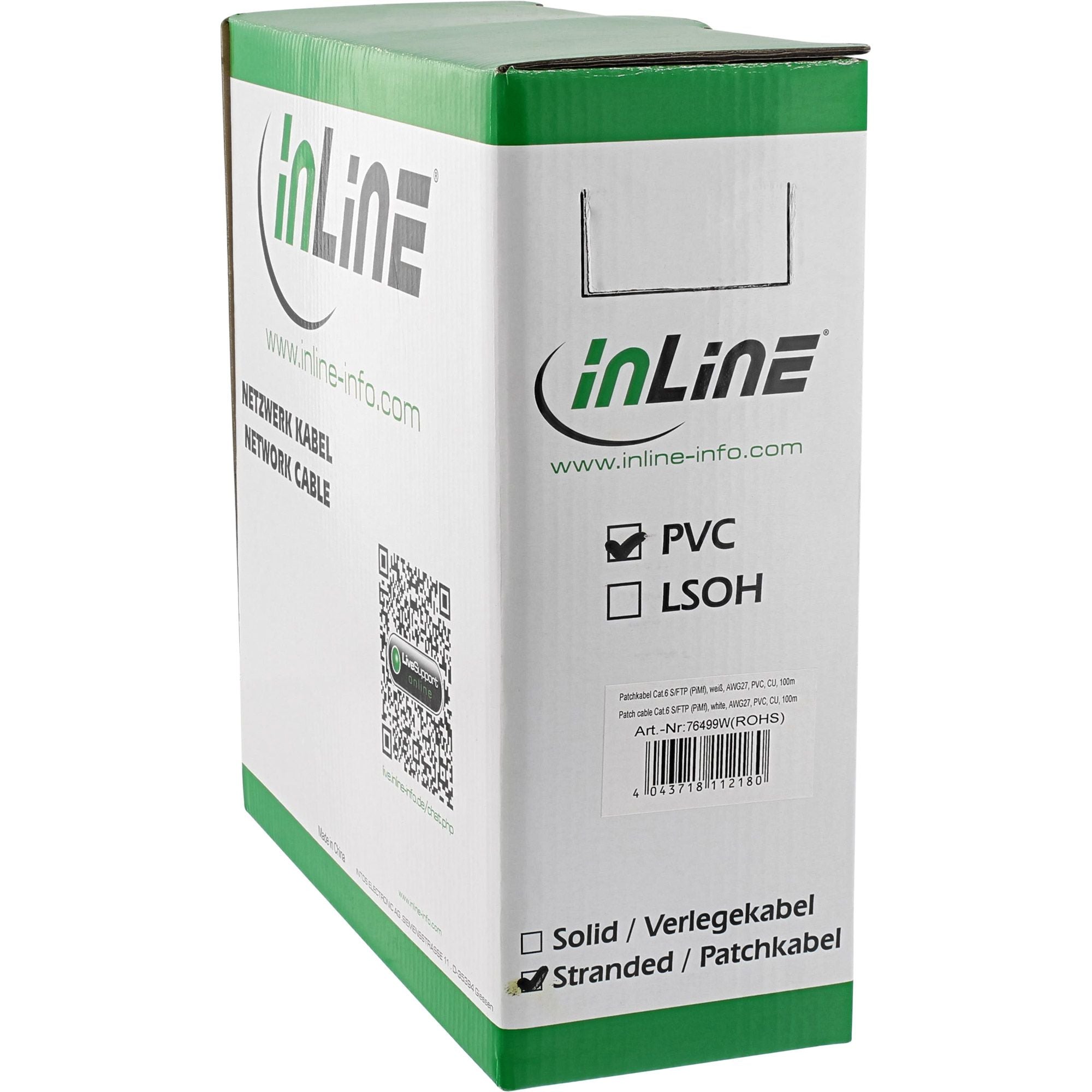 100m Patchkabel Cat.6 S/FTP (PiMf) weiß AWG27 PVC CU