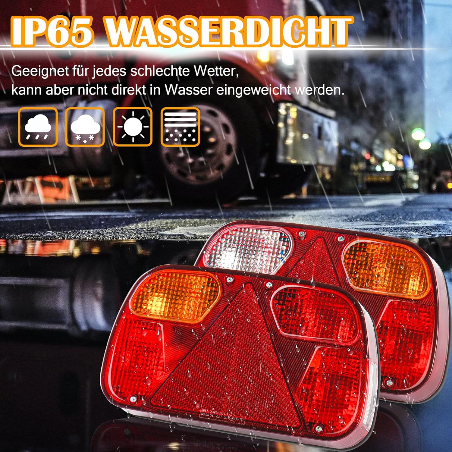 Anhänger Rückleuchten, 12V Universal Rückleuchten Set Anhänger 13 Polig Stecker 5M Kabelsatz, PKW LKW Beleuchtung mit E11-Zertifiziert für Straßenverkehr Zugelassen