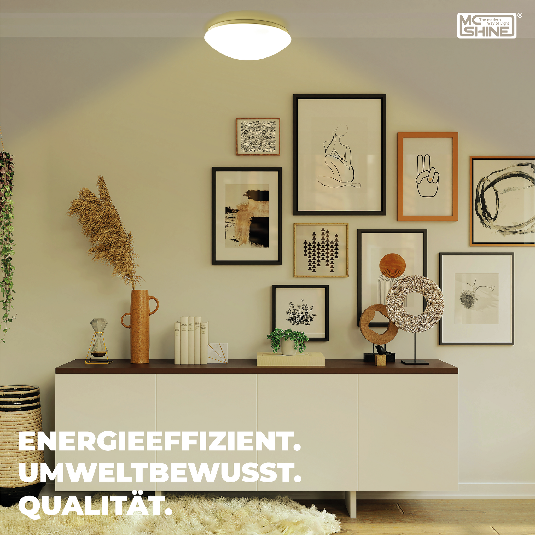 McShine Deckenleuchte | STAR | Ø37,5cm 3-flammig Sockel für E27 Leuchtmittel | runde Deckenlampe LED geeignet, weiß für Wohnzimmer, Flur, Arbeitszimmer, Büro