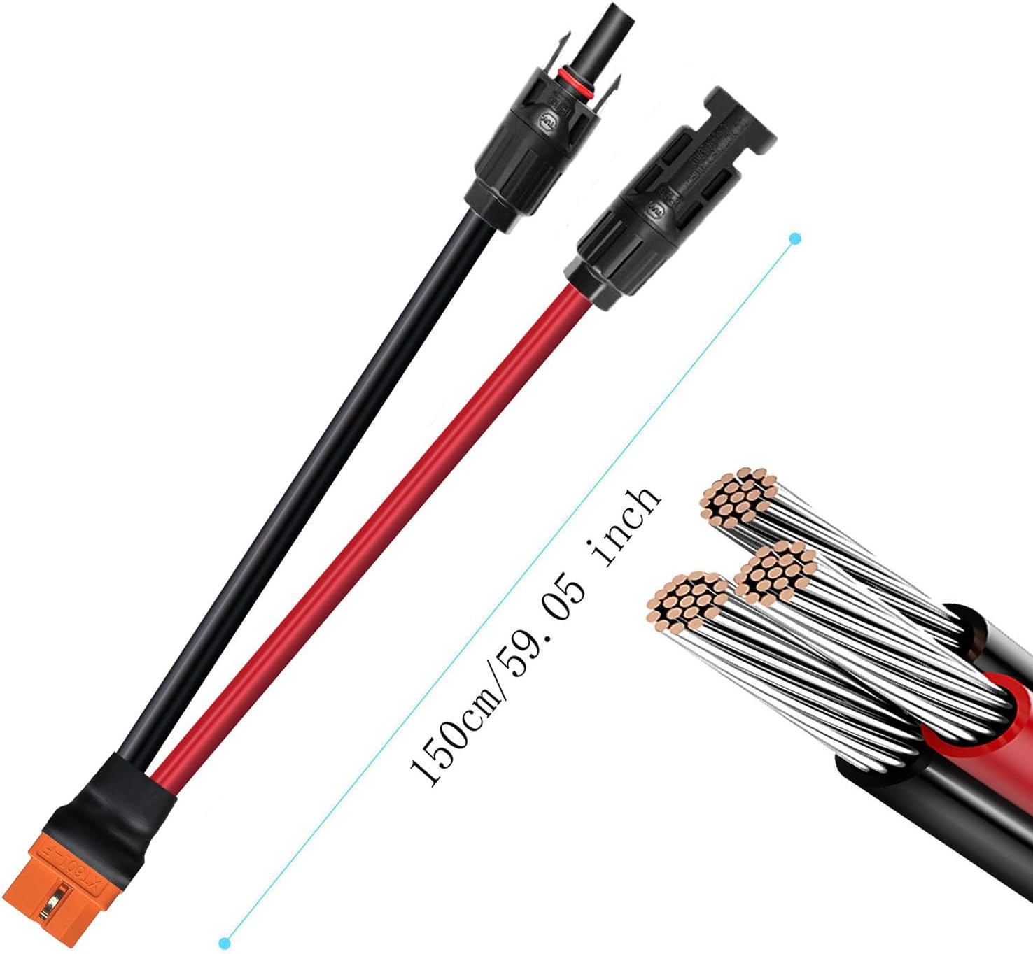 1,5m Solarladekabel Solarstecker auf XT60i Adapter Stecker Anschluss Solarpanel 12AWG XT60i-F Kabel Kompatibel für Ecoflow Delta River Solargenerator Tragbare Powerstation