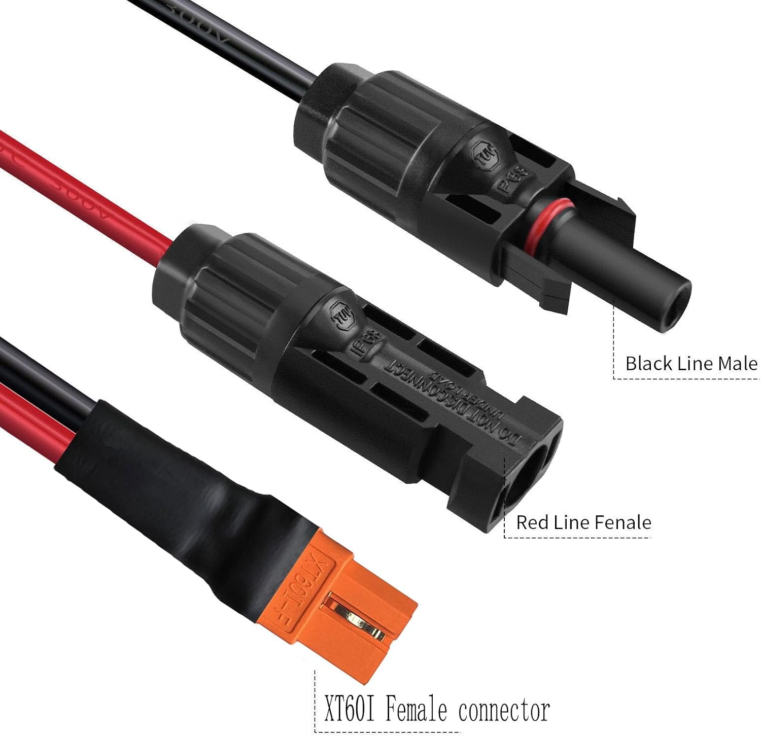 5m Solarladekabel Solarstecker auf XT60i Adapter Stecker Anschluss Solarpanel 12AWG XT60i-F Kabel Kompatibel für Ecoflow Delta River Solargenerator Tragbare Powerstation