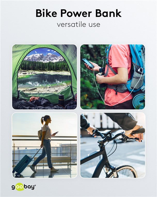 Bike Powerbank 5.0 5000 mAh inkl. verstärkter Halterung für Fahrradlenker / Powerbank für Ebike / Externer Akku/Ladegerät mit Quickcharge & Power Delivery / Charger für Samsung / Apple Klein
