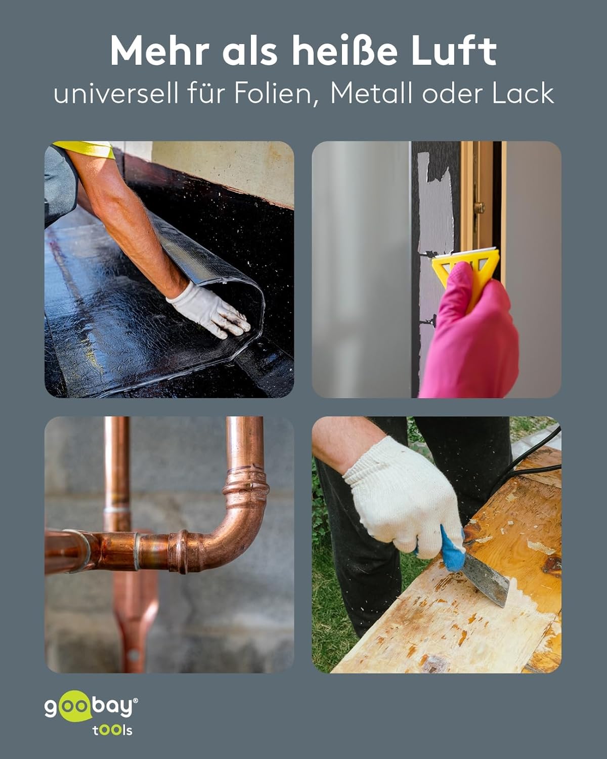 1500W Heißluftpistole - Heißluftfön, 2 Temperaturstufen (200°C/500°C), Luftstrom 450I/min, inkl. 4 Aufsätze für Schrumpfschläuche, Entlöten, Verformen, Abtauen, Trocknen