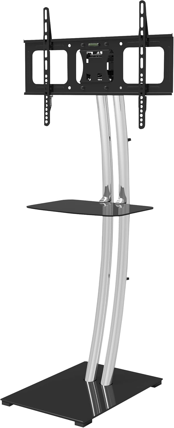 My Wall TV Standfuß HP107L - TV Ständer für 37-70 Zoll Bildschirme, bis zu 65 kg Belastung, Neigbar, Drehbar, Höhenverstellbar, TV Halterung mit Ablagefläche, TV Bodenständer