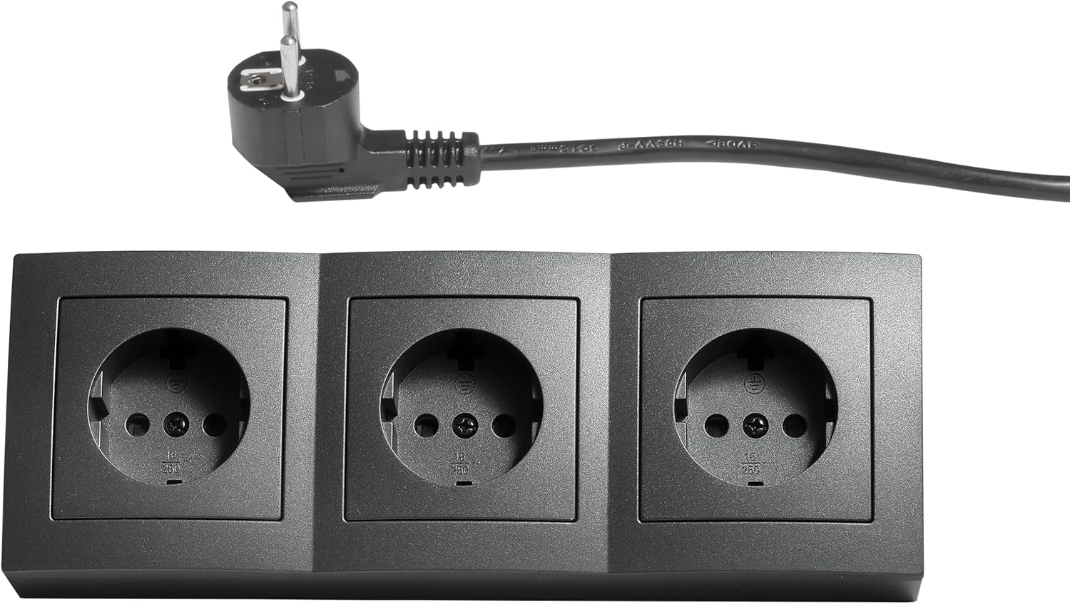 McPower Steckdosenblock Unterbausteckdosen | Flair | Ecksteckdose 3-Fach Steckdosen Schutzkontakt, 2m Kabel mit Stecker, 250V / 16A, Aufbau (anthrazit)