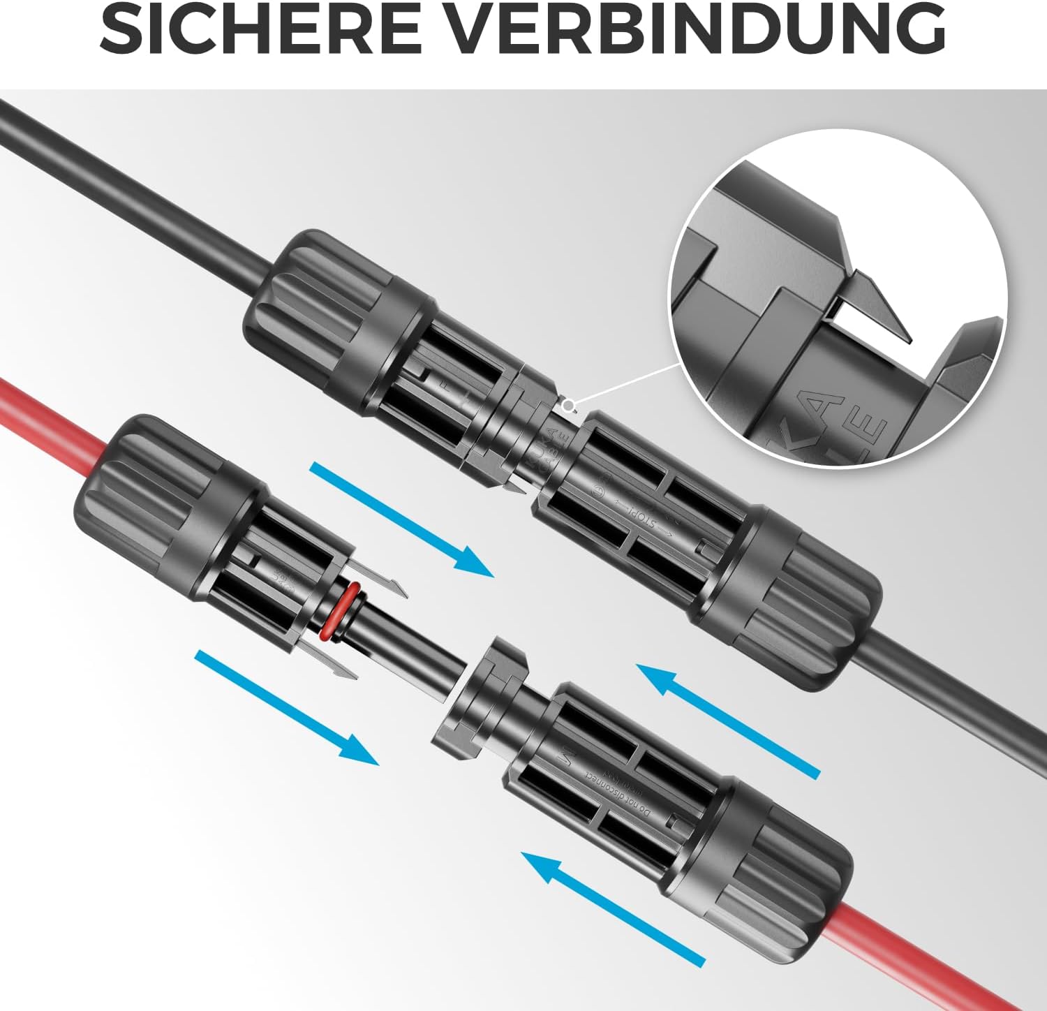 20m PV4 Solarkabel Verlängerung Set 6mm² für Photovoltaik-Anlagen - Verlängerungskabel für Serielle & Parallele Verkabelungen - 1kV AC 1,5kV DC - Wetterfest UV-Beständig IP68 - Rot & Schwarz