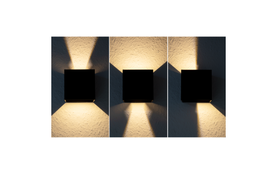 LED Wandleuchte für Innen und Außen | LW-107 | IP54, 2x3W, warmweißes Licht, 3000K, schwarz