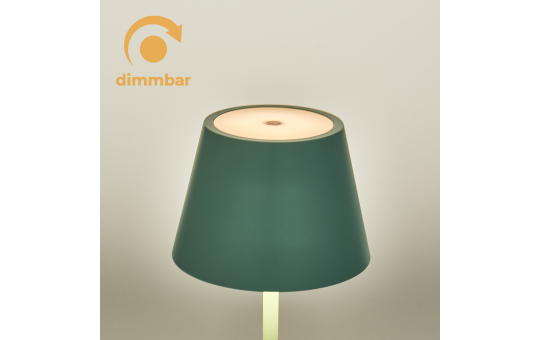 ROLF KERN LED Tischlampe | CLUB 25cm | Aufladbarer Akku Tischleuchte ohne Kabel, dimmbar per Touch, IP54 für Innen und Außen geeignet 2700K warmes Licht mit USB Ladekabel türkis [Energieklasse G]