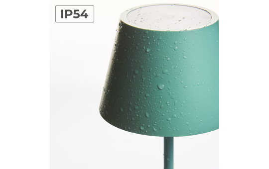 ROLF KERN LED Tischlampe | CLUB 25cm | Aufladbarer Akku Tischleuchte ohne Kabel, dimmbar per Touch, IP54 für Innen und Außen geeignet 2700K warmes Licht mit USB Ladekabel türkis [Energieklasse G]