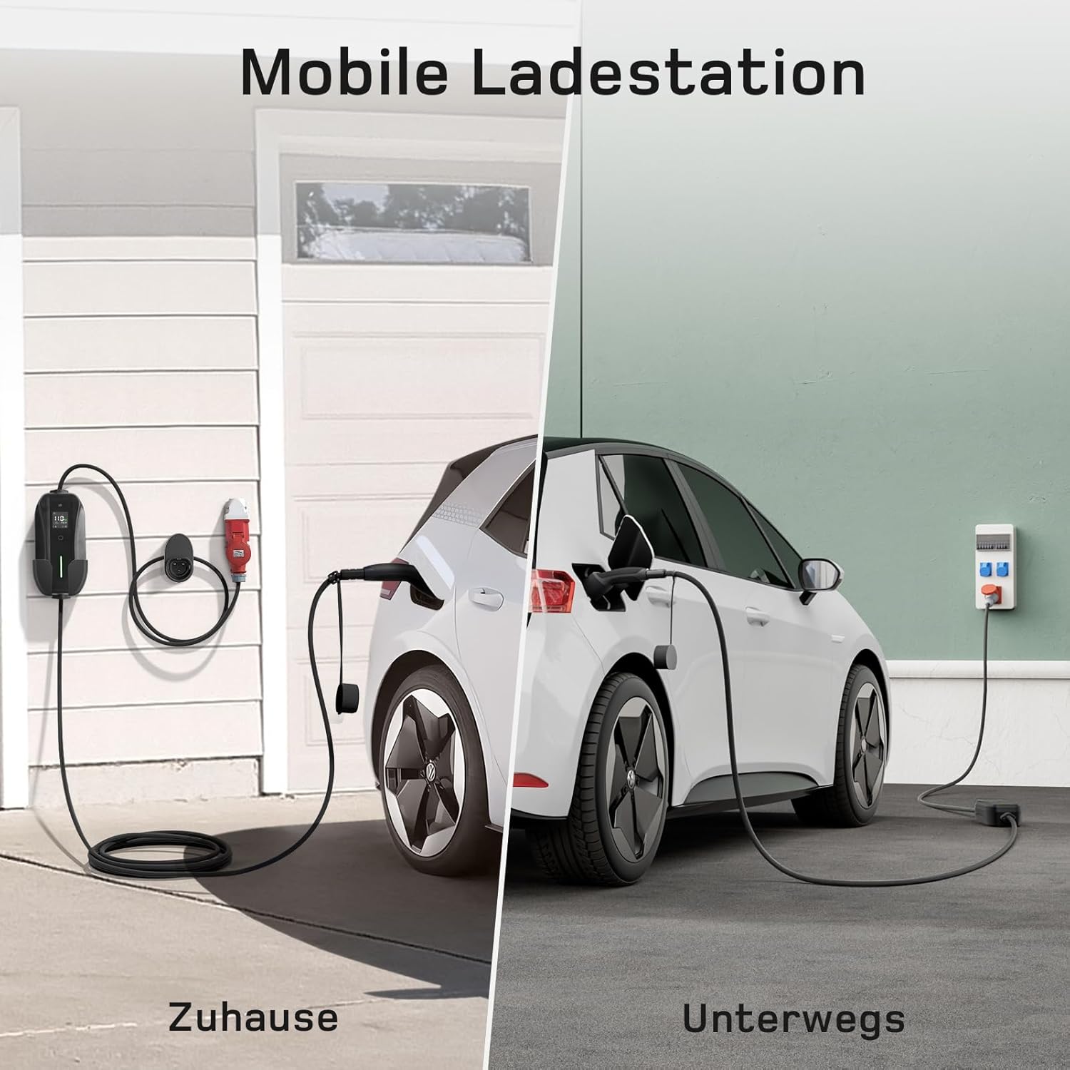 Mobile Wallbox / Ladestation 11kW [3-phasig | 7m | 6-16A] mit Einstellbarer Ladeleistung, Ladekabel CEE 16A auf Typ 2 und EV Ladegerät für Model Y/3, ID.3/4/5, MG4, EX30, e-up, e-tron, Zoe und andere EV