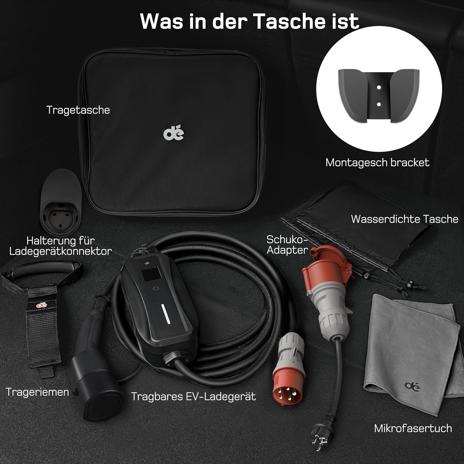 Mobile Wallbox / Ladestation 11kW [3-phasig | 7m | 6-16A] mit Einstellbarer Ladeleistung, Ladekabel CEE 16A auf Typ 2 und EV Ladegerät für Model Y/3, ID.3/4/5, MG4, EX30, e-up, e-tron, Zoe und andere EV