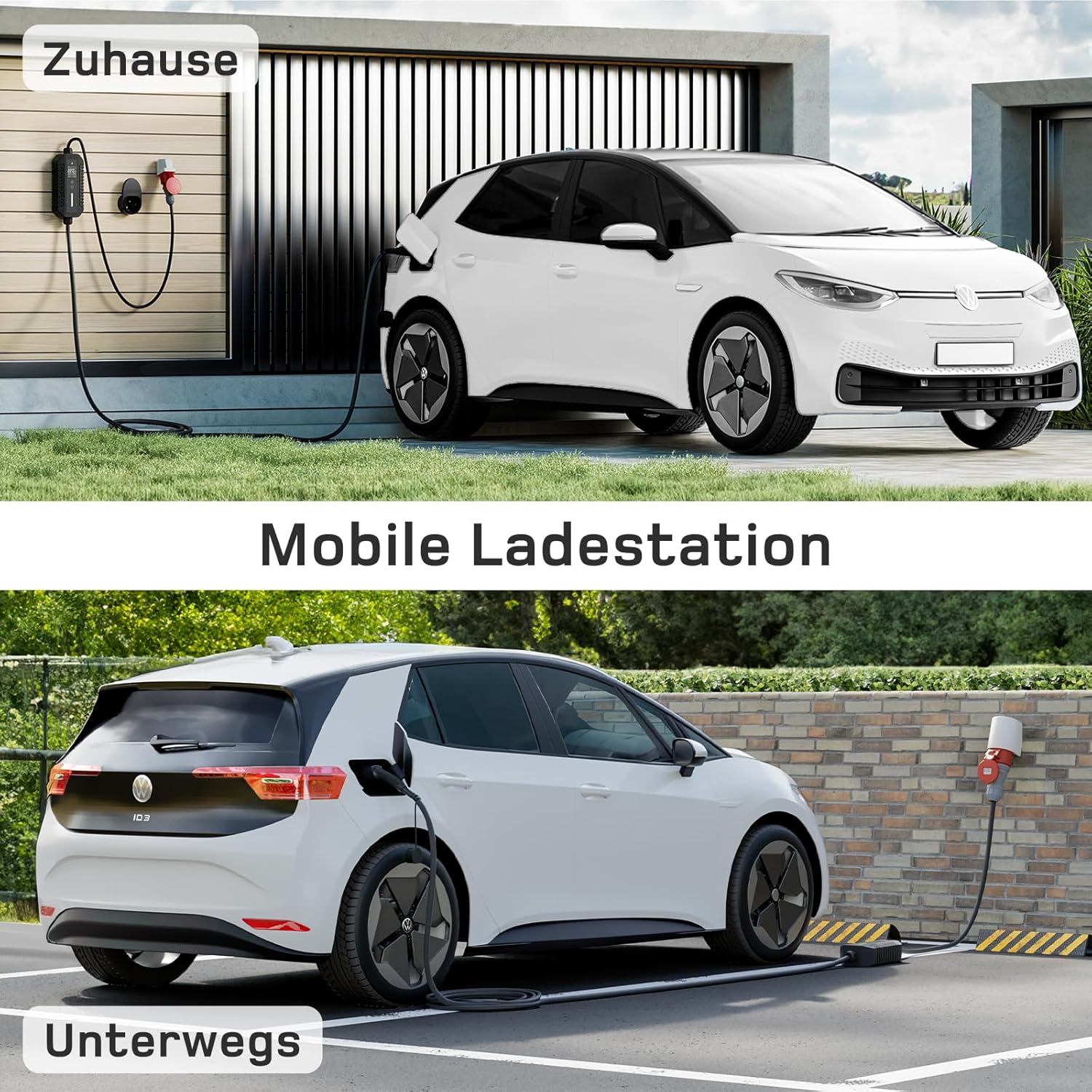 Mobile Wallbox/Ladestation 22kW [3-phasig | 15m | 6-32A] mit stromzähler, Ladekabel CEE 32A auf Typ 2 und EV Ladegerät für Model Y/3, ID.3/4/5, MG4, EX30, e-up, e-tron, Zoe und andere EV/PHEV