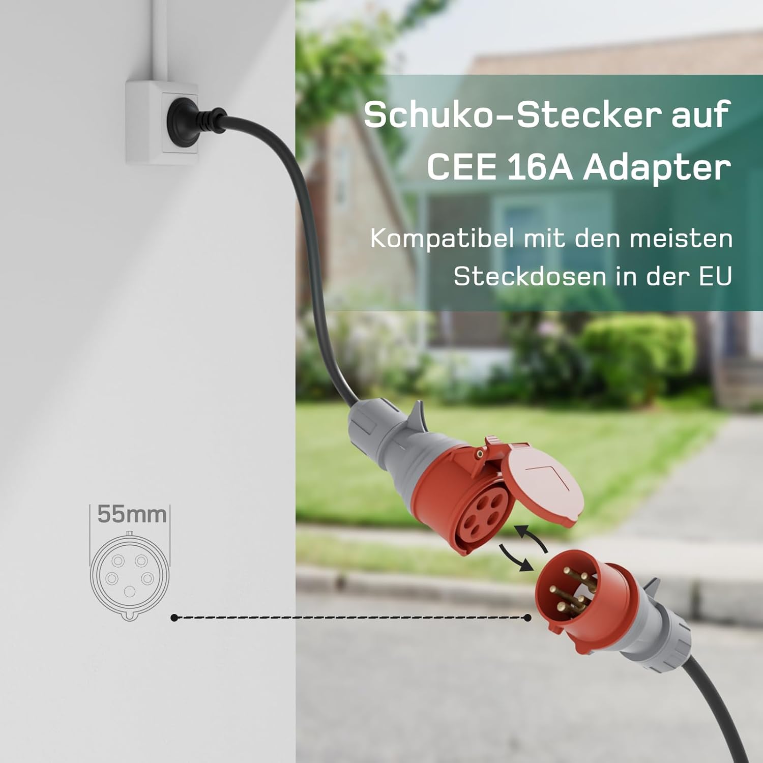 Mobile Wallbox 11kW mit APP [7 m | 3-phasig | 6–16 A], Ladekabel e Auto CEE-16A 400V auf Typ 2 mit Einstellbarer Ladeleistung, EV-Charger für ID.3/4/5/7, IX1, Model 3/Y und andere BEV/PHEV