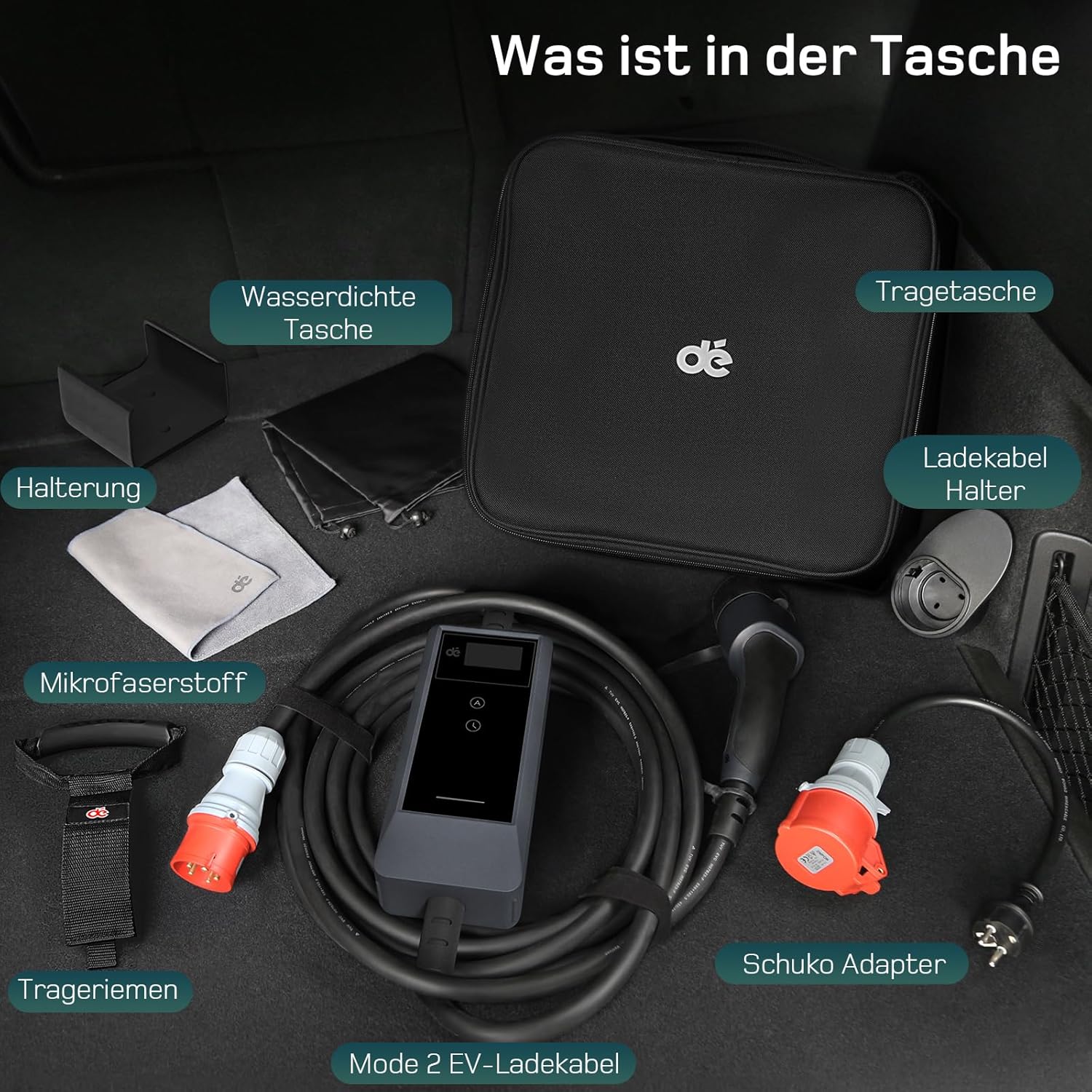 Mobile Wallbox 11kW mit APP [10m | 3-phasig | 6–16 A], Ladekabel e Auto CEE-16A 400V auf Typ 2 mit Einstellbarer Ladeleistung, EV-Charger für ID.3/4/5/7, IX1, Model 3/Y und andere BEV/PHEV