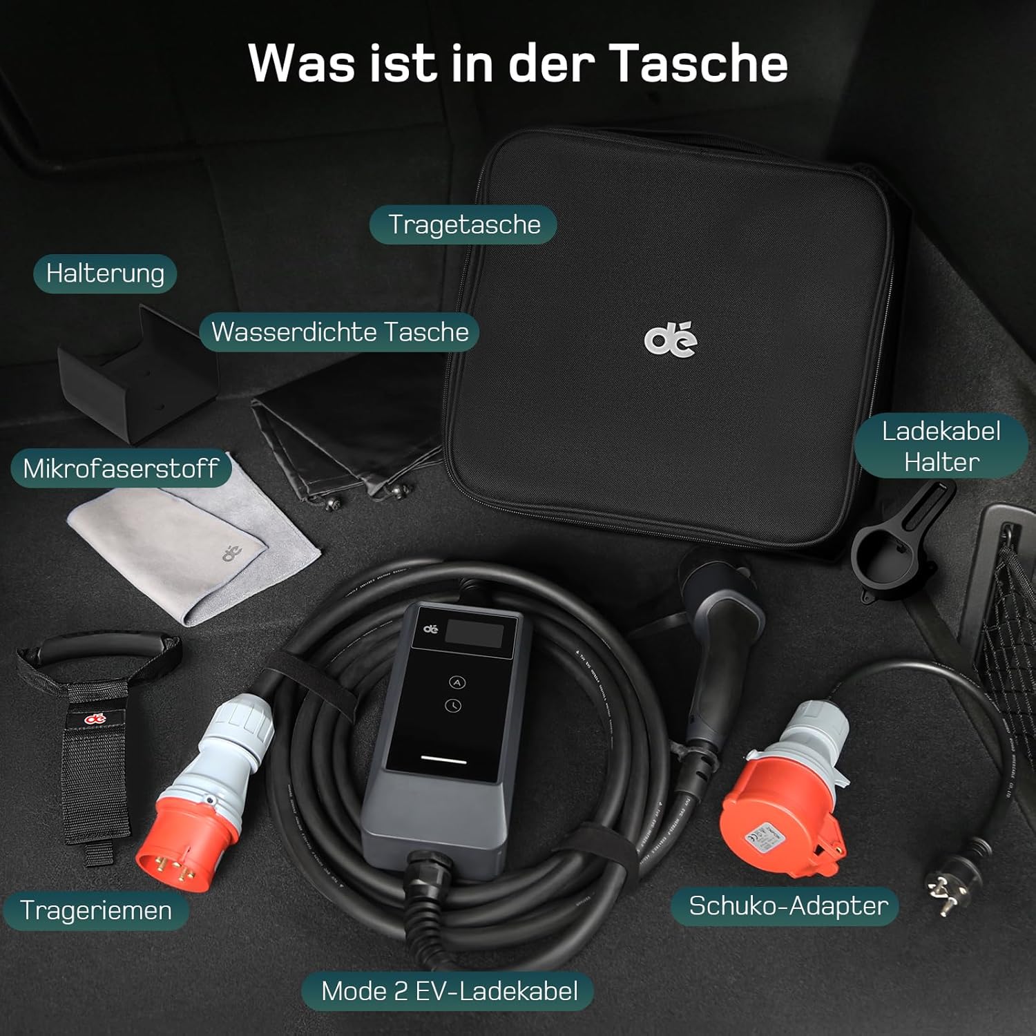 Mobile Wallbox/Ladestation 22kW Mit App [3-phasig | 10m | 6-32A] mit Stromzähler, Ladekabel CEE 32A auf Typ 2 und EV Ladegerät für Model Y/3, ID.3/4/5, MG4, EX30, e-up, e-tron und andere EV/PHEV