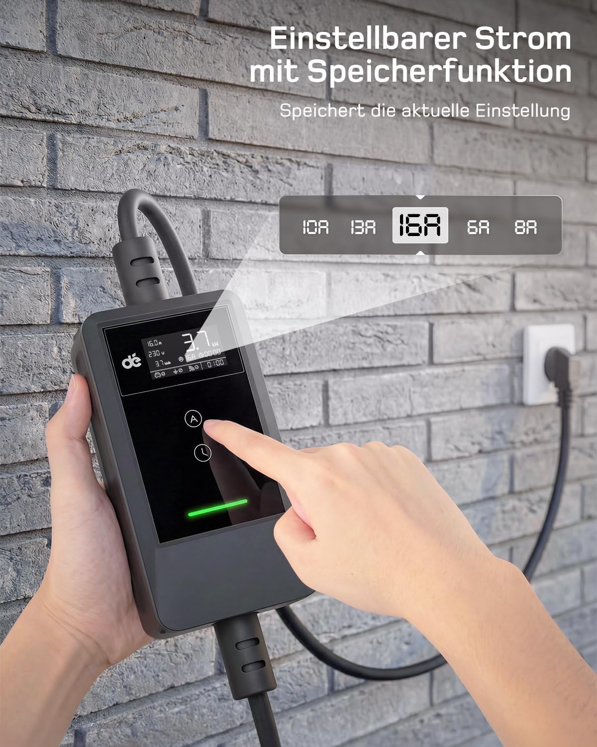 Typ 2 Ladekabel Schuko mit APP 3,7kW [20m, 6-16A, 1-phasig] Ladekabel Typ 2 Schuko mit Fernsteuerbarer Leistung - EV Charger 3,7kW für e Auto ID.3/4/5/7, Model Y/3, ENYAQ und Anderen PHEV/EV