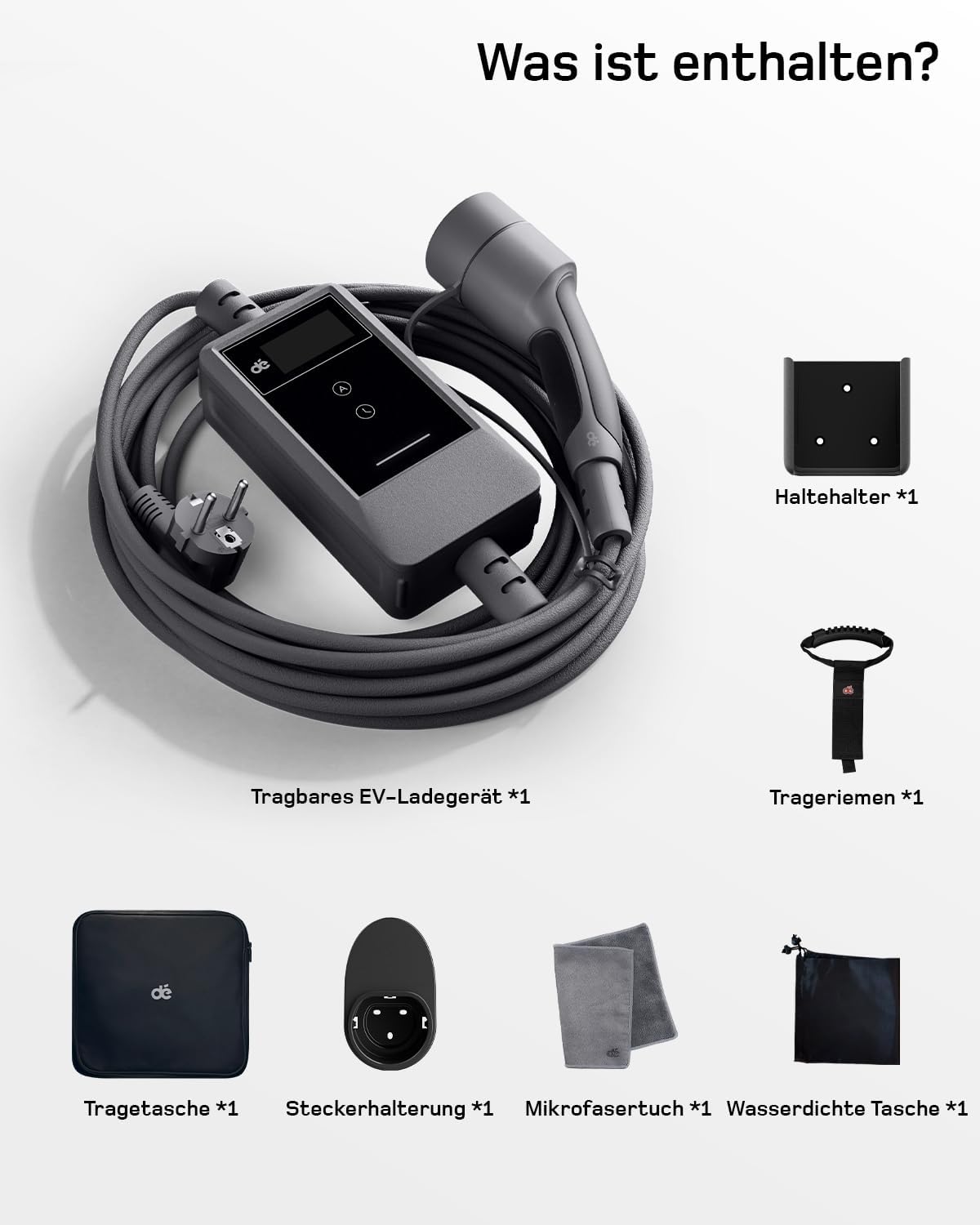 Typ 2 Ladekabel Schuko mit APP 3,7kW [25m, 6-16A, 1-phasig] Ladekabel Typ 2 Schuko mit Fernsteuerbarer Leistung - EV Charger 3,7kW für e Auto ID.3/4/5/7, Model Y/3, ENYAQ und Anderen PHEV/EV
