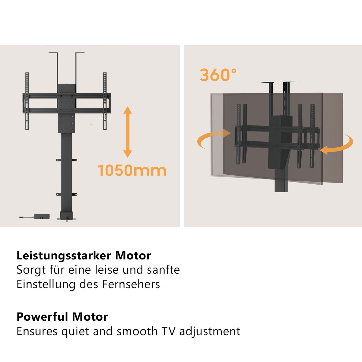 MyWall HP67-2 elektrischer drehbarer TV Lift für 37-80" Bildschirme (mit Fernbedienung, für 94-203cm TVs, max. 60kg Belastbarkeit)