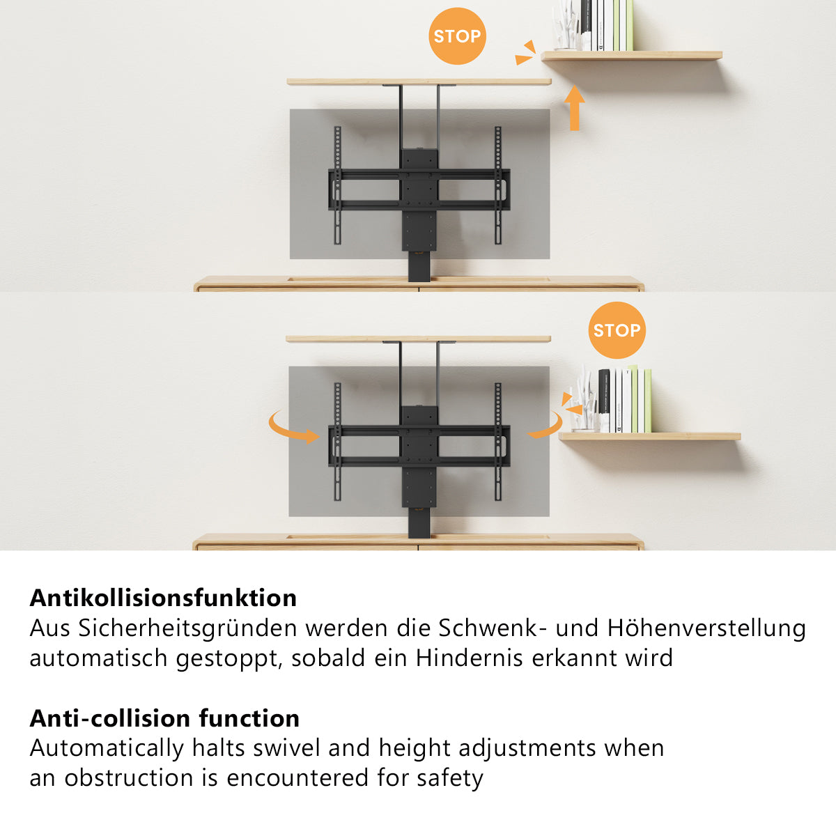 MyWall HP67-2 elektrischer drehbarer TV Lift für 37-80" Bildschirme (mit Fernbedienung, für 94-203cm TVs, max. 60kg Belastbarkeit)