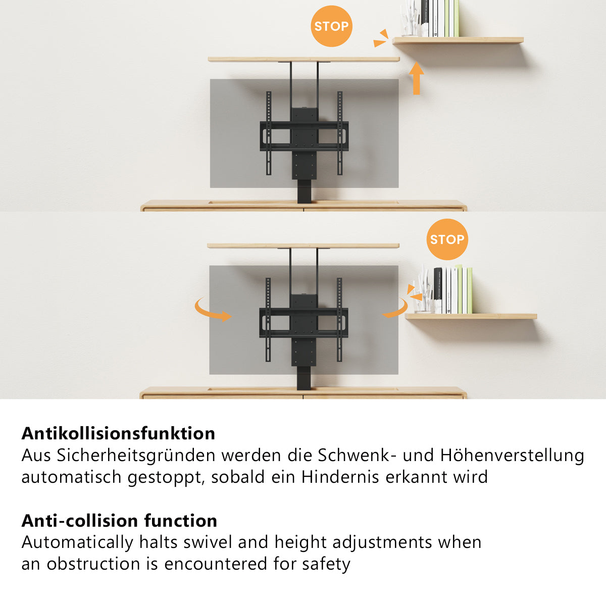MyWall HP67-1 elektrischer drehbarer TV Lift für 32-55" Bildschirme (mit Fernbedienung, für 81-140cm TVs, max. 60kg Belastbarkeit)