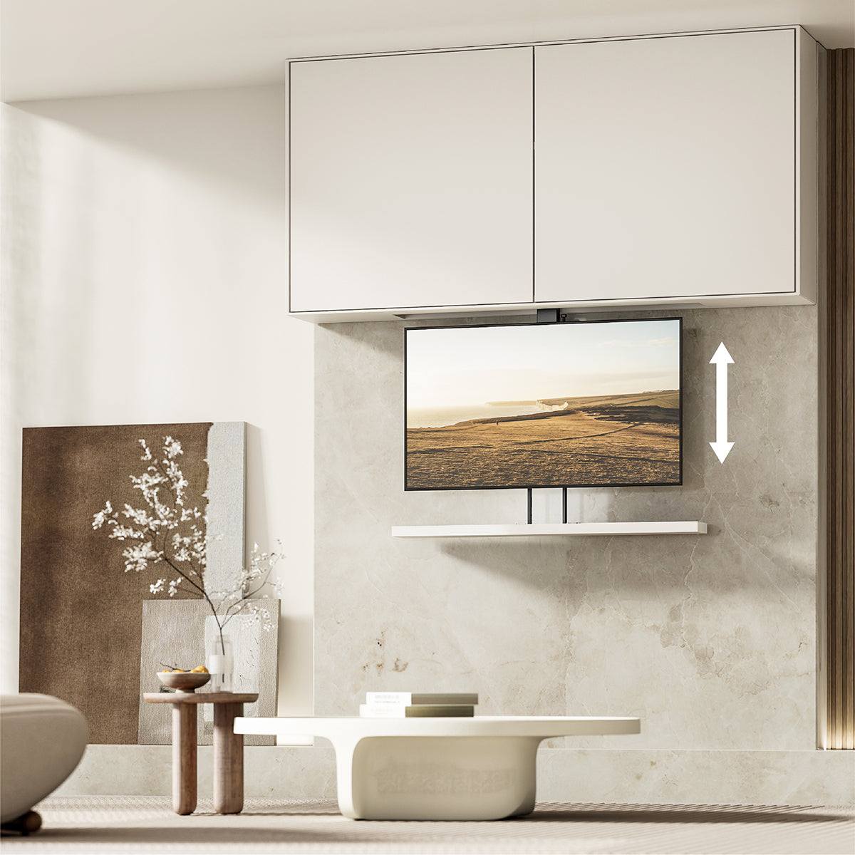 MyWall HP66 elektrischer TV Lift zum hochfahren & herunterlassen 17-32" Bildschirme (mit Fernbedienung, für 43-81cm TVs, max. 45kg Belastbarkeit)