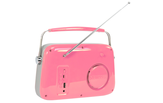 Tragbares Nostalgie Radio ''FREESOUND-VR40P'' mit Bluetooth USB & FM 30W pink