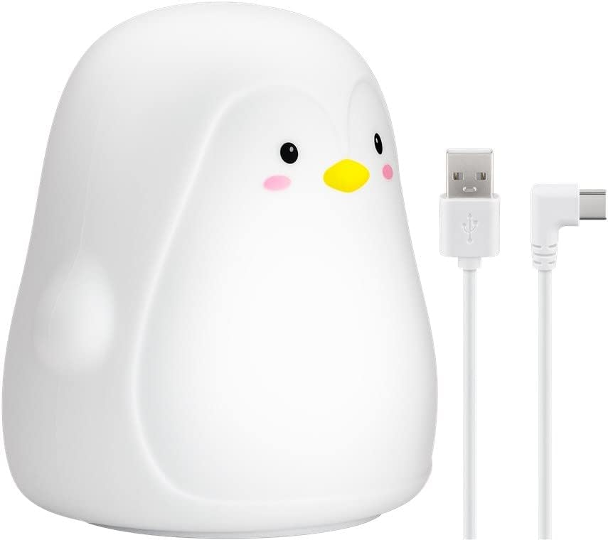 LED Nachtlicht Pinguin/geeignet als Einschlafhilfe, Stilllicht und Kinderzimmer Deko/leuchtet in warmweißem Licht, 7 Farbwechsel und 3 Leuchtmodi, Klein