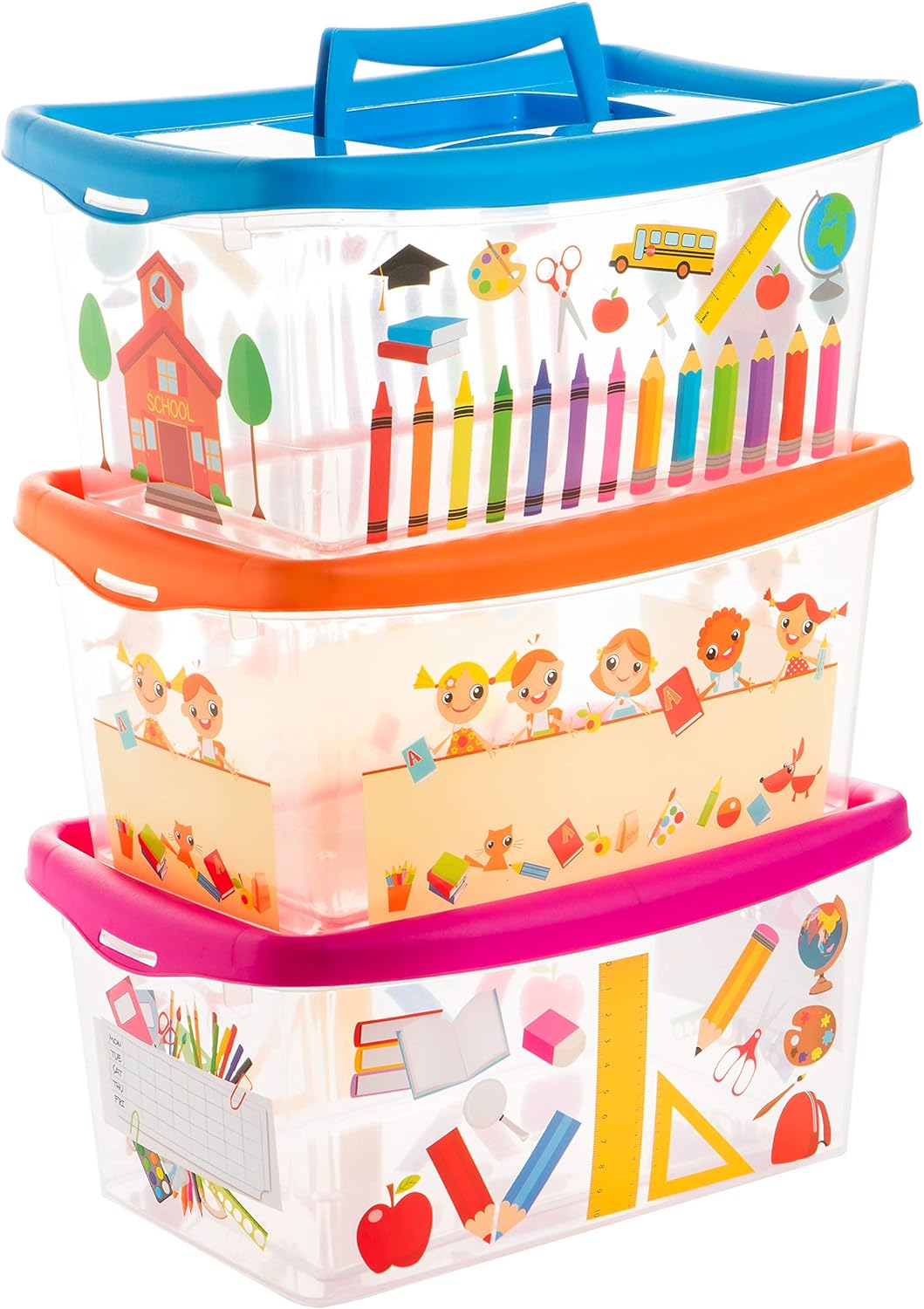 Aufbewahrungsbox Kinder, Aufbewahrungsbox mit Deckel Kinder, Aufbewahrungsboxen Kinder, 3 Stück Kinderbox mit Deckel, 4L, um Spielzeug, Bücher und Kleidung aufzubewahren und zu organisieren …
