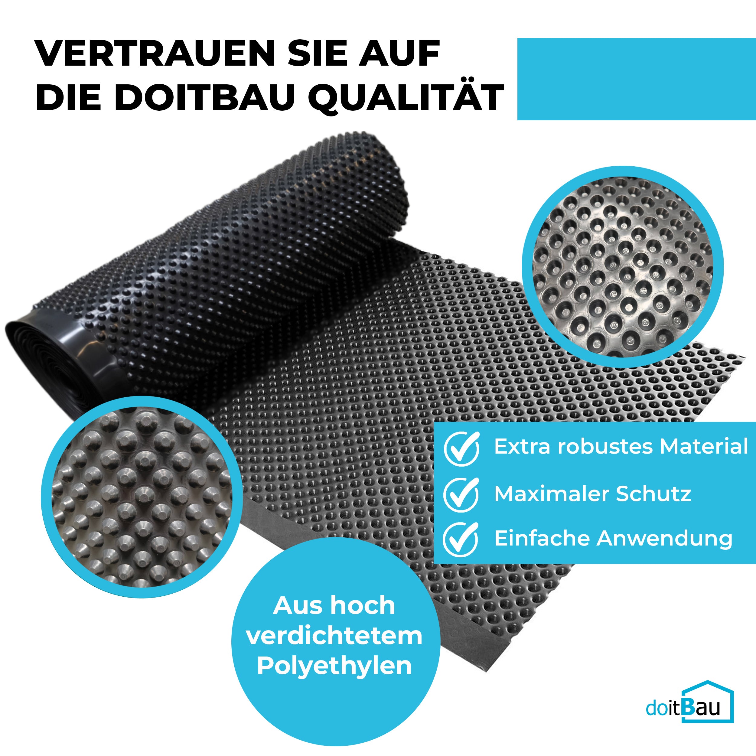 20m (100cm x 20m) PROFI Noppenbahn Hochbeet Folie Noppen Grundmauerschutz Bau Drainage Garten