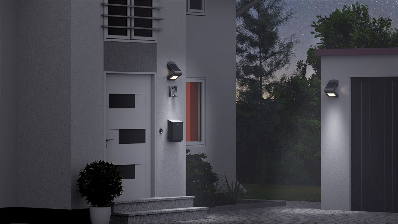 Goobay LED Solarleuchte Außenstrahler mit Bewegungsmelder Aussen / 3,2W Solar Lampe Outdoor / IP65 Gartenstrahler / Außenlampe mit Bewegungsmelder PIR Sensor / Weiß [Energieklasse A++]