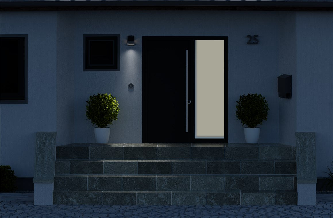 Goobay LED Solarleuchte Außenstrahler mit Bewegungsmelder Aussen / 3,2W Solar Lampe Outdoor / IP65 Gartenstrahler / Außenlampe mit Bewegungsmelder PIR Sensor / Weiß [Energieklasse A++]