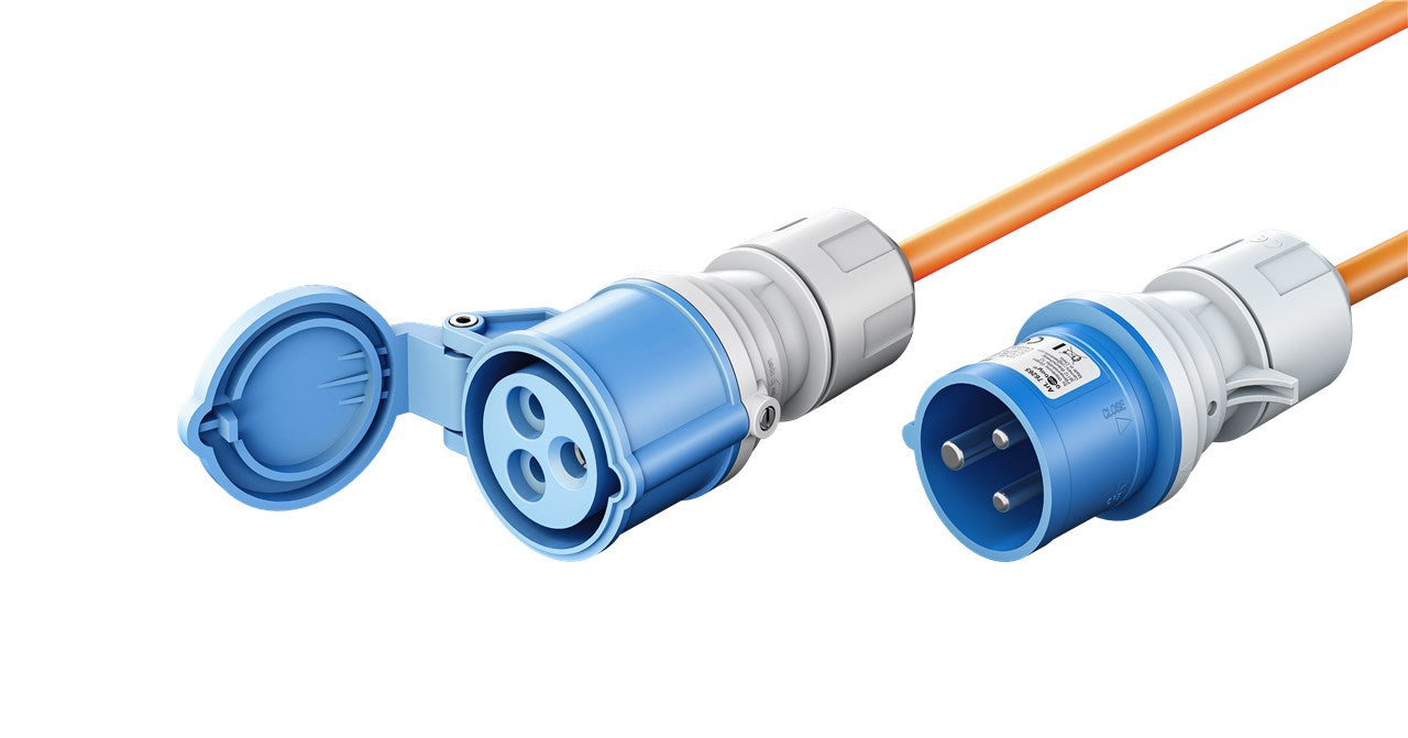 goobay CEE-Verlängerungskabel für Wohnwagen 5 m CEE-Stecker auf CEE-Buchse mit Verschlusskappe, IP44, Kabel für Camping, Wohnmobil und Wohnwagen